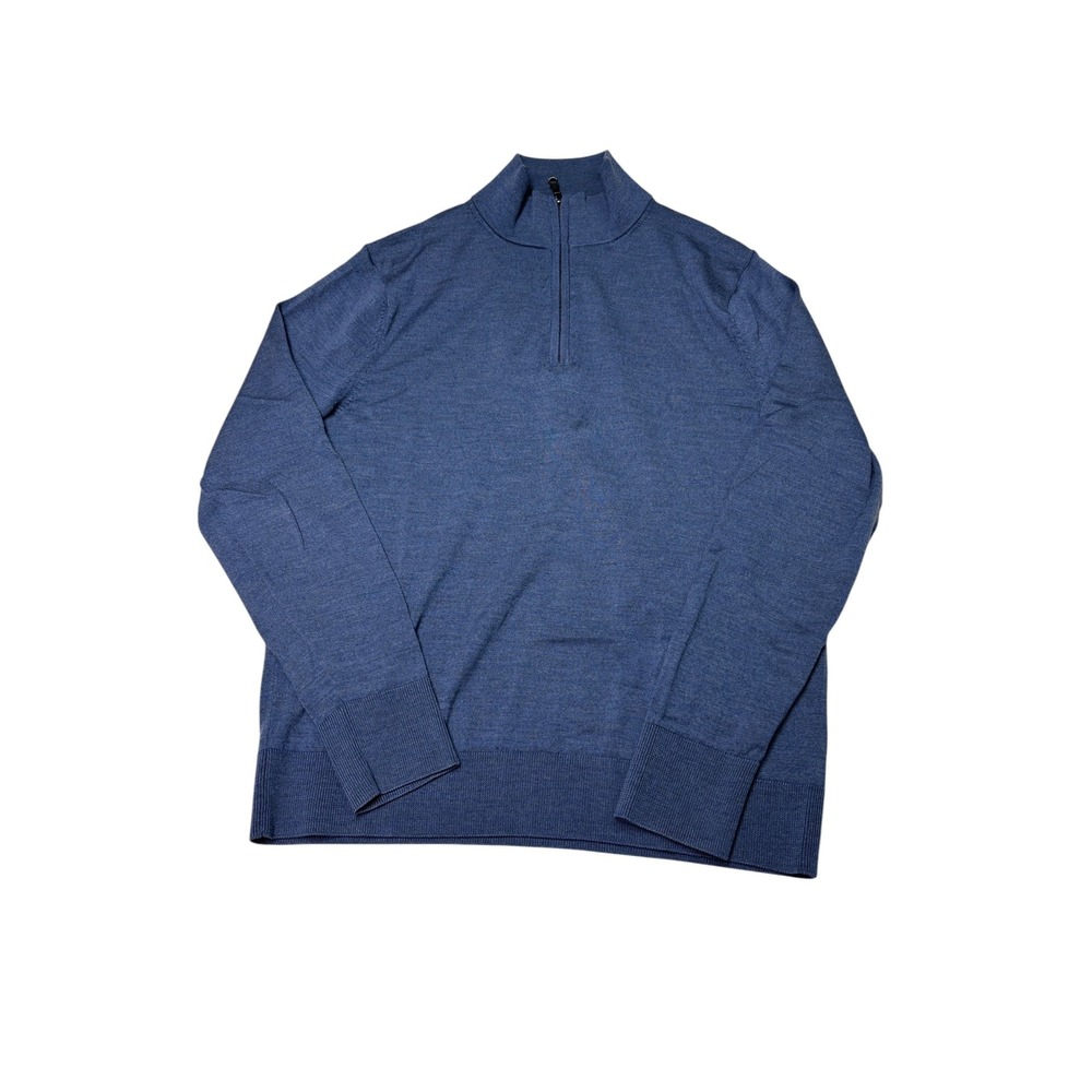 Brooks Brothers BrooksTech Merino Wool Quarter Zip Sweater Blue Mens Size M